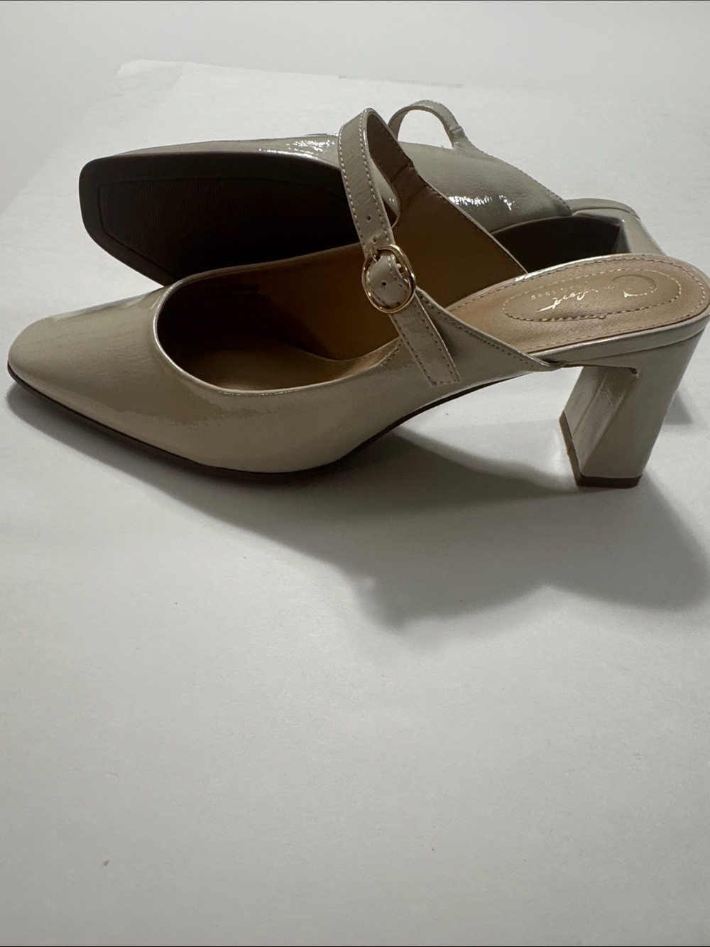 Comfort Colors Cream Square-Toe Mary Jane Mules - Picture 5 of 5